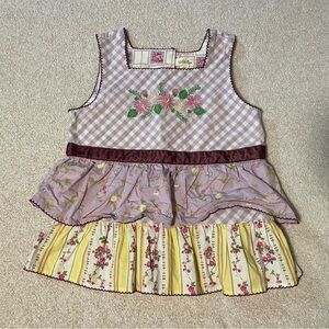Matilda Jane Girls Purple Prudence Gingham Embroidered Tunic Top Size 8